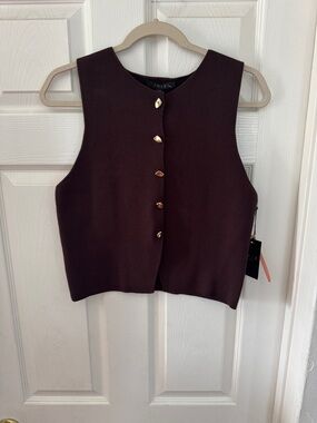 Chic Structured Button Front Vest | Dark Brown
Medium | NWT